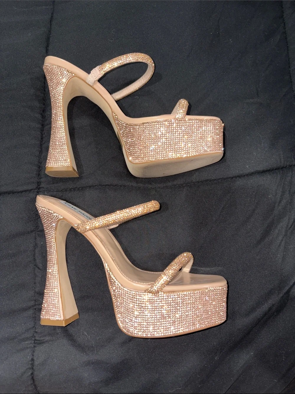 Steve Madden Rose Gold Rhinestone Platform Heels